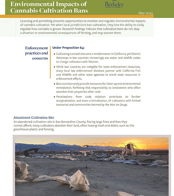 Screenshot of Science Brief on Environmental Impacts of Local Cultivation Bans