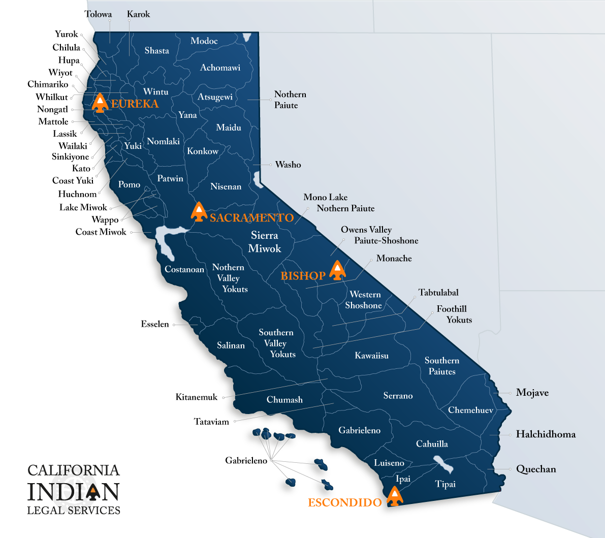 CILS-indiantribesCA-NEW Map of California showing Indian Tribes' ancestral territories.